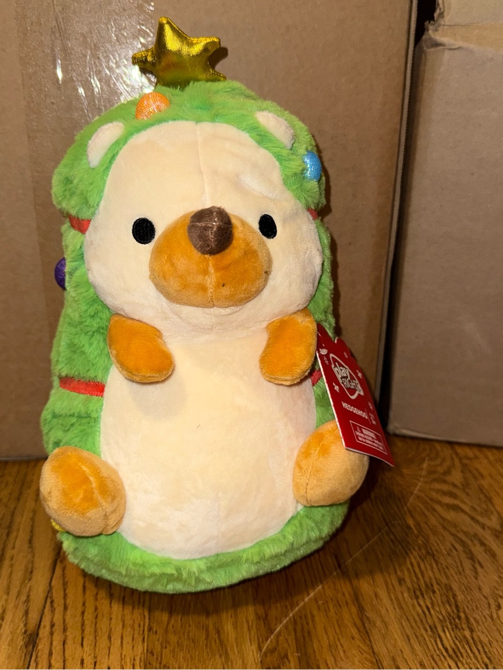 Green Plush Hedgehog Stuffed Animal with Star Accent - NWT